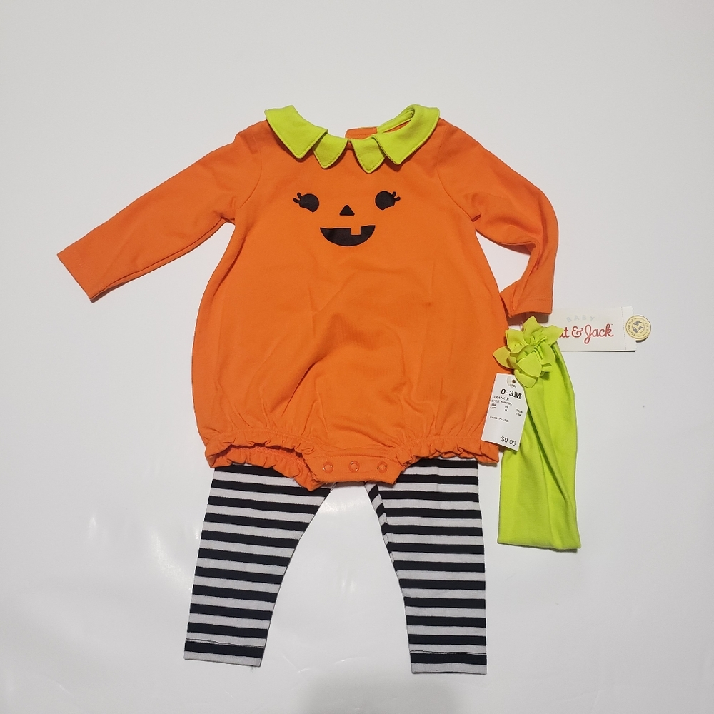 Baby Girl Cat and Jack 3 Peice Pumpkin set.